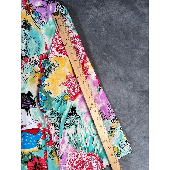 Vintage Natori Kimono Caftan Womens Medium Asian Graphic Floor Length Mumu* - Picture 5 of 10